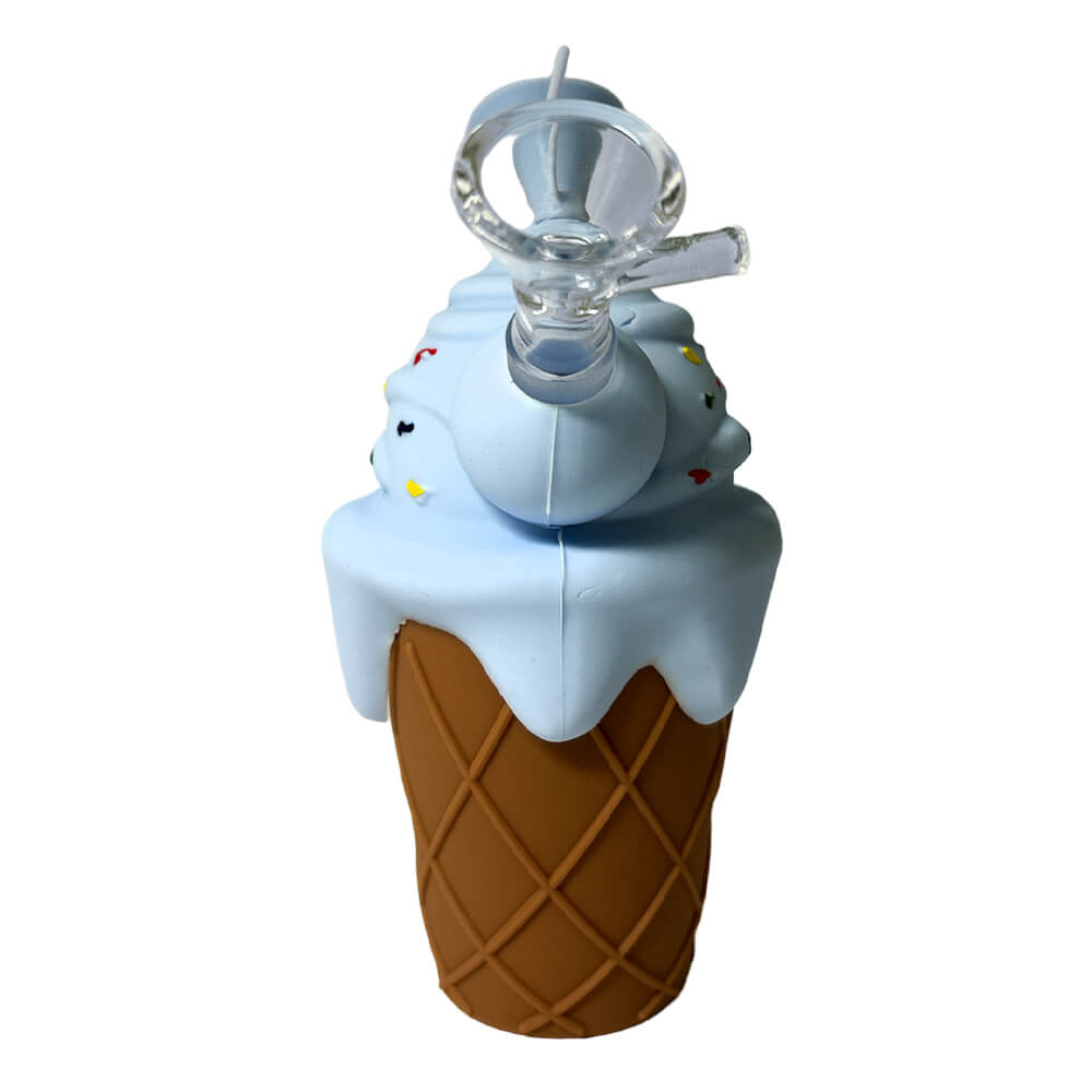 Ice Cream Cone Silicone Pipe Blue 14cm