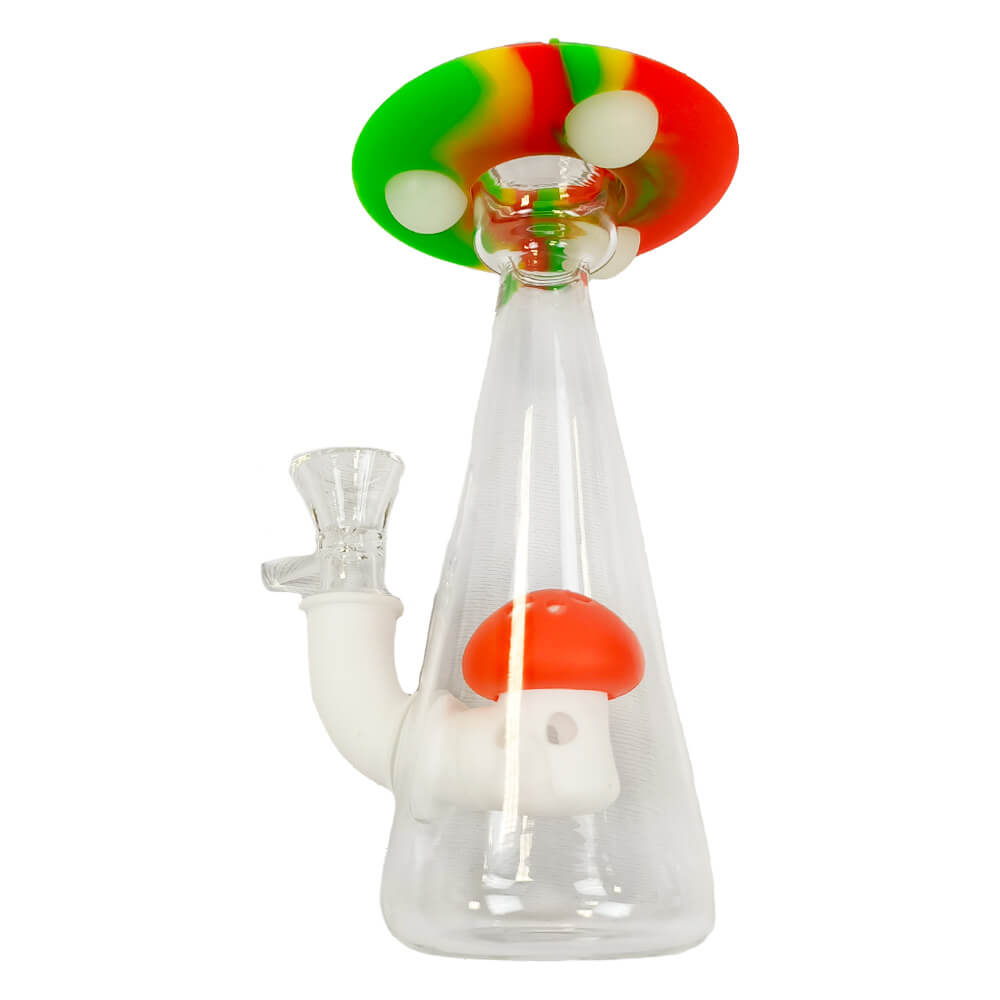 Mushroom Spaceship Glass-Silicone Bong Glow in the Dark 18cm