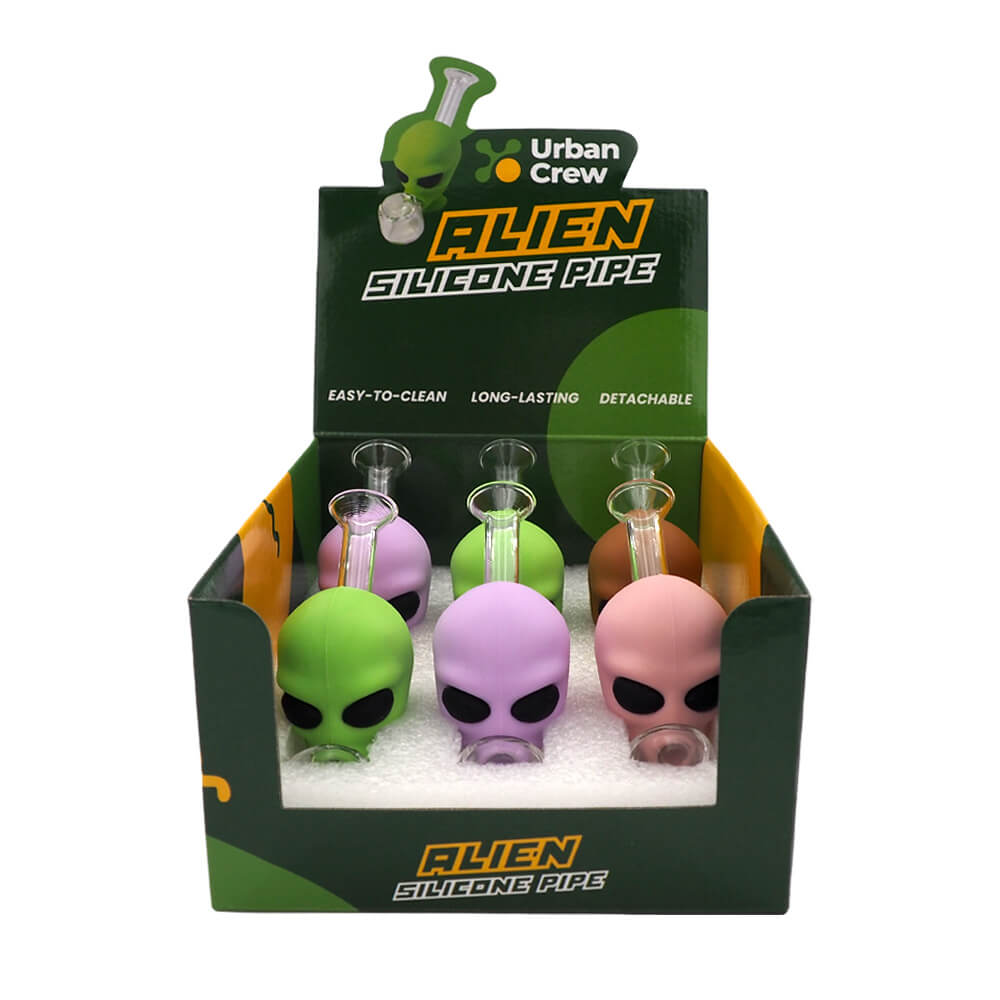 Alien Glass-Silicone Pipe (6pcs/display)