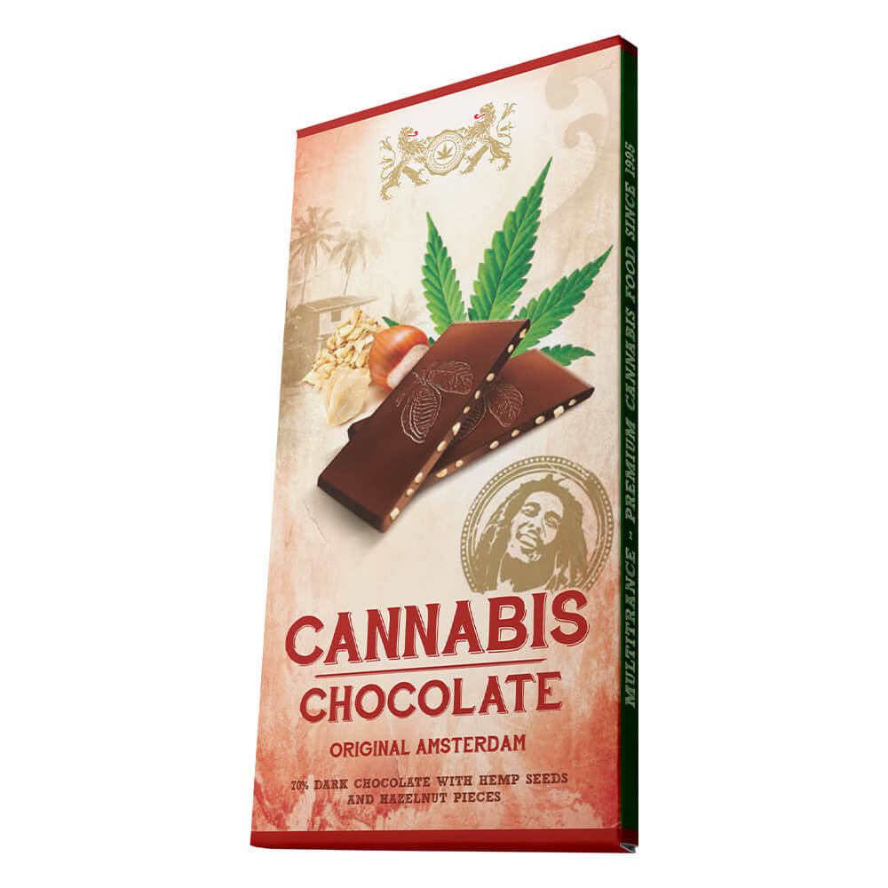 Cannabis 70% dark hempseeds and hazelnuts chocolate THC free (15pcs/display)