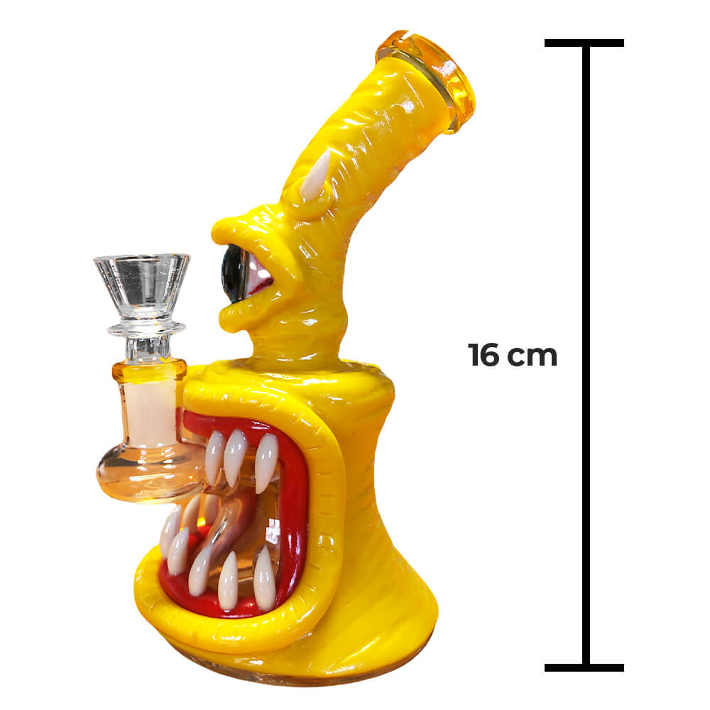 Monster Glass-Clay Bong 16cm Yellow