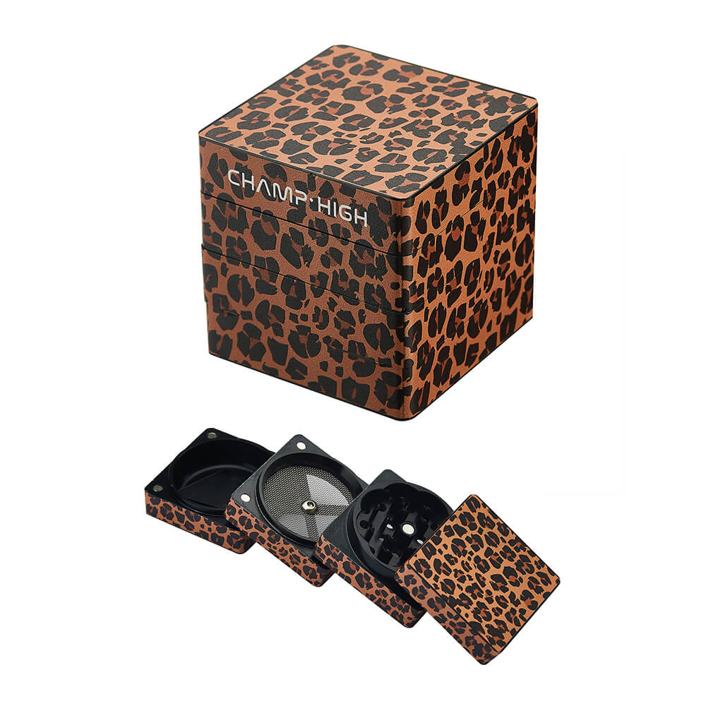 Champ High Leopard Square Metal Grinder 50mm - 4 Parts