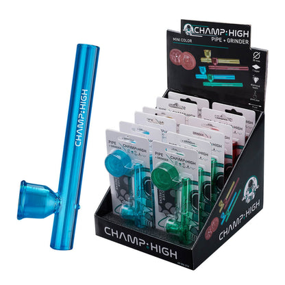 Champ High Glass Pipe with Grinder and Screens (12pcs/display)