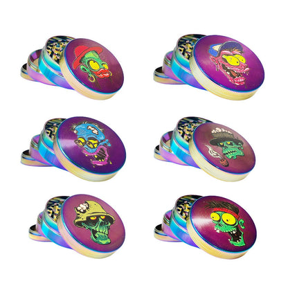 Metal Grinder Rainbow Monster Skulls 4 Parts - 50mm (6pcs/display)