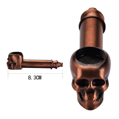 Champ High Metal Skull Pipe Gold + Bronze (12pcs/display)