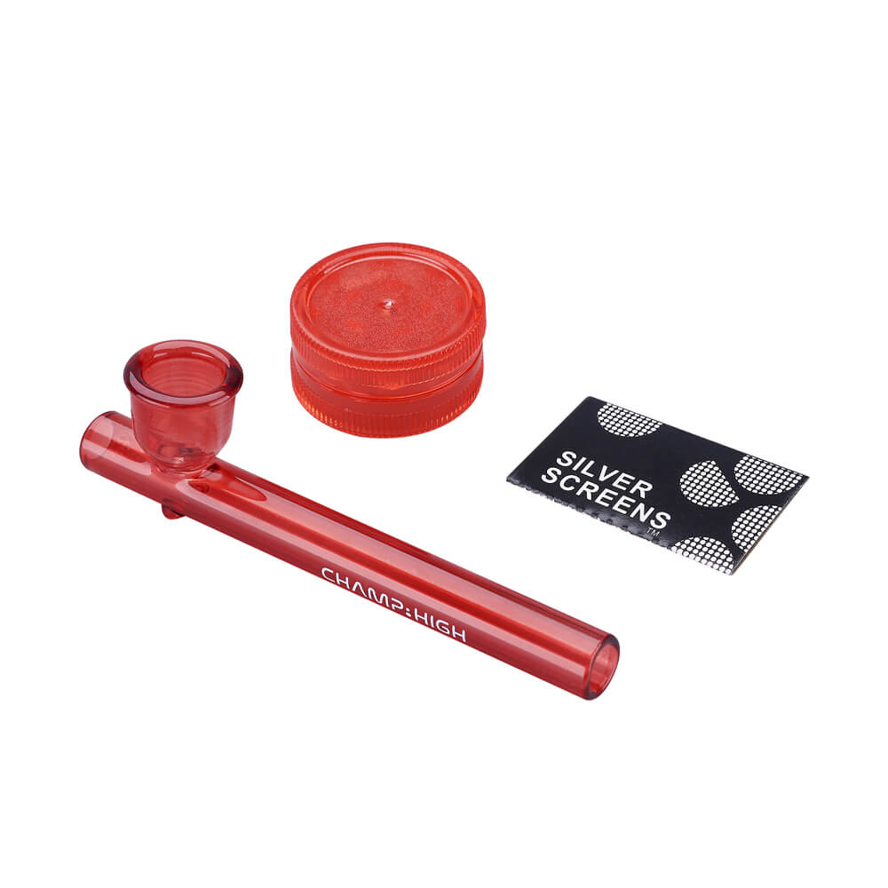 Champ High Glass Pipe with Grinder and Screens (12pcs/display)