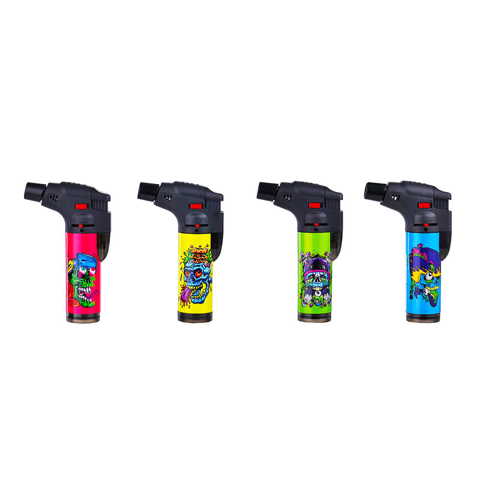Prof Crazy Skulls Windproof Blue Flame Lighters (12pcs/display)