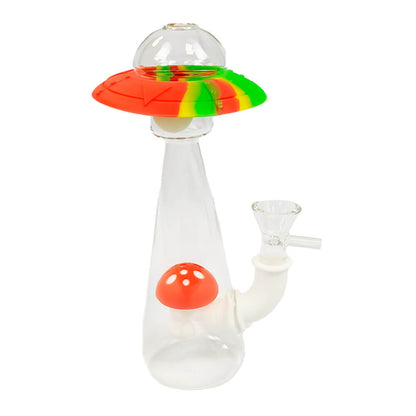 Mushroom Spaceship Glass-Silicone Bong Glow in the Dark 18cm