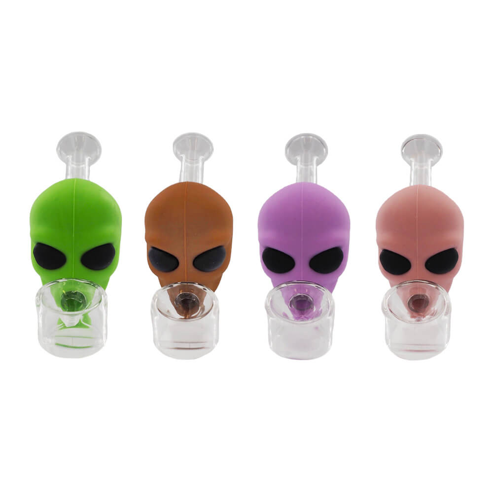 Alien Glass-Silicone Pipe (6pcs/display)