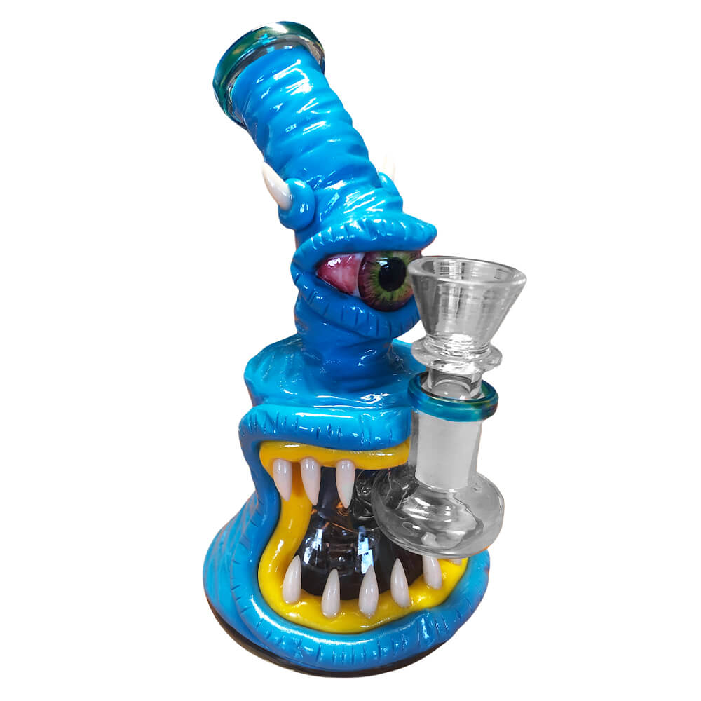 Monster Glass-Clay Bong 16cm Blue
