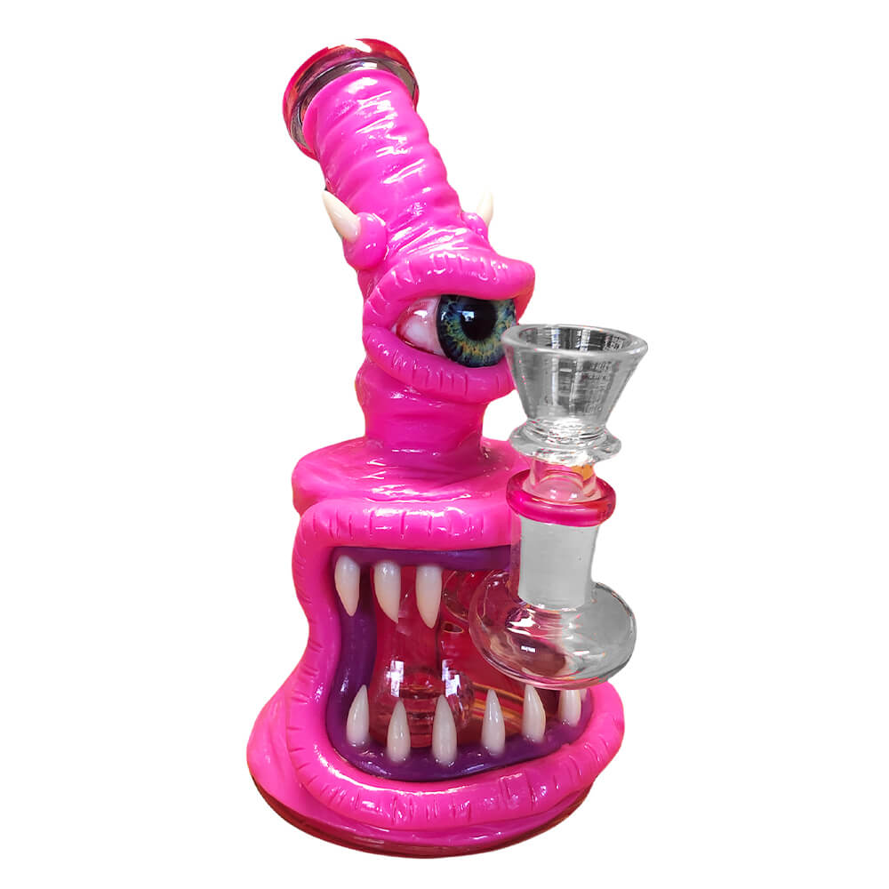 Monster Glass-Clay Bong 16cm Pink