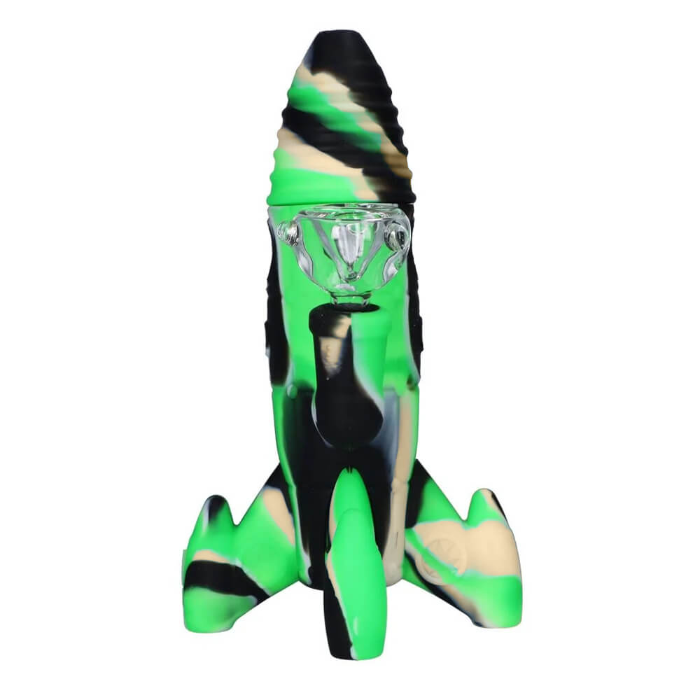 Silicone Rocket Bong Green with Glowing LED Lights 20cm